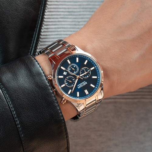 MEGIR Stainless-Steel Waterproof Watch Men Luminous Chronograph Quartz Watches - Picture 2 of 17