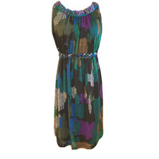 Ranna Gill Anthropologie Women Multi Color Belted Dress size XS Beaded 