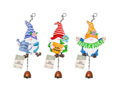 3 x Garden Metal Windchimes Gonks Window Hanging Outdoor Wind Chimes ...