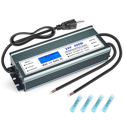24V 400W Waterproof LED Driver Power Supply 90-140VAC to 24VDC 16.6A