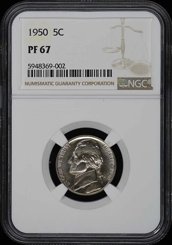 1950 Jefferson Nickel 5C NGC PR67
