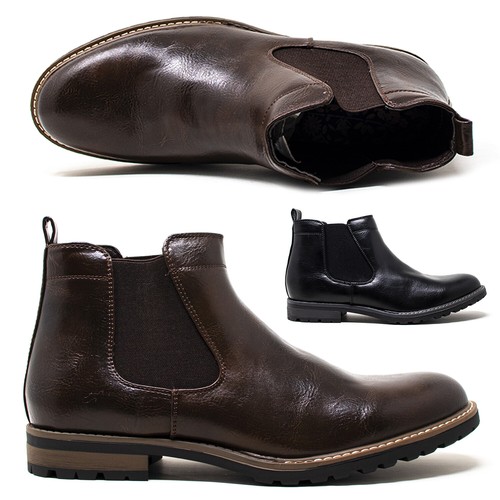 Stivali Chelsea da Uomo Stivaletti Alti Scarpe in eco Pelle Neri 41 42 43  44 45 | eBay