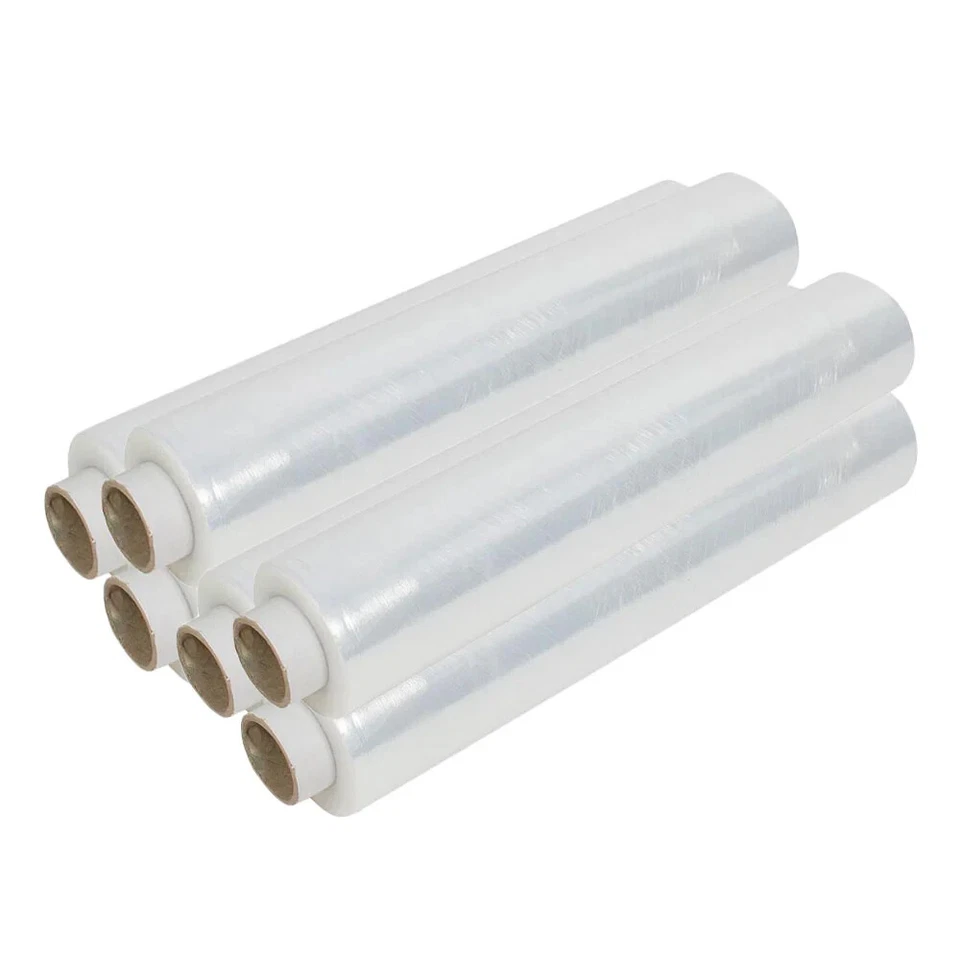ROCKBERRY 6 X STRONG ROLLS CLEAR PALLET STRETCH SHRINK WRAP 400mm x 150PACKING CLING FILM
