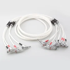 Pair Silver Plated 8N OCC Bi-wire HiFi Speaker Cable Banana Loudspeaker Cord
