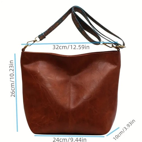 NEW Green Vegan Leather Cross Body/Shoulder Bag Wide Strap Boho Chic *UK Seller* - Picture 2 of 2