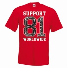 Hells Angels Support 81 Big Red Machine T-Shirt " Worldwide - Since 1948 " Rouge