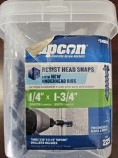 Tapcon Concrete Screw Anchors 24520 Resist Head Snaps 1/4 x 1-3/4  Lot 225 