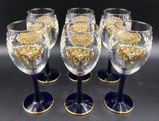 Servizio Calice Bicchiere Vino vetro Murano colorato Decoro Smalto Oro