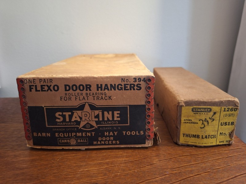 Starline Flexo Door Hangers No. 394 and Stanley Steele Japanned  Thumb latch