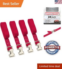 1in x 4ft Utility Lashing Strap, Silver Gator Buckle, Red 4pk