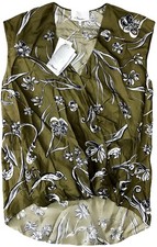 NWT 355 Philip Lim 3.1 Silk Soft Draped Floral Blouse, In Olive, Size 4