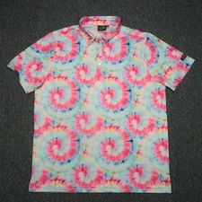 Sunday Swagger Shirt Mens Extra Large Blue Pink Tie Dye Performance Polo XL