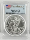 2020 $1 American Eagle PCGS MS70 FIRST STRIKE 1 oz Silver .999 Fine Bullion Coin