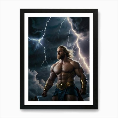 Thor Thunder 1 Kunstdruck gerahmt Wandbild Poster Leinwanddruck Bild