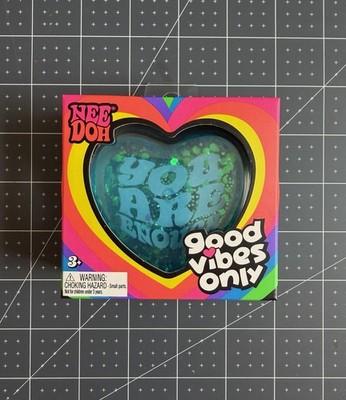 Schylling Needoh Blue Glitter Heart ''You Are Enough'' Good Vibes Only New