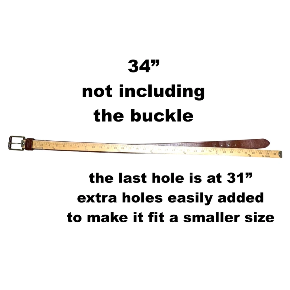 S/M 手工厚棕色皮革经典学院风西部波西米亚复古腰带 — 第 4/4 张图片