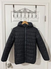 Under Armour ColdGear Boys YLG Black Hooded Puffer Jacket Insulated Full Zip