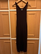 Reformation Brown Ribbed Tank Tencel Racerback Maxi Long Dress Side Slit Size S