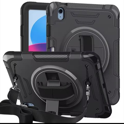For iPad 10.2''/10th Gen/Pro 11/Air 11 2024 Shockproof Rubber Stand Strap Case 