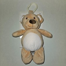NEW Kellytoy Tan Teddy Bear Rattle Plush Pale Pink 10" Stuffed Baby Toy Clip