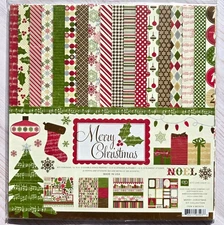 Echo Park Merry Christmas 12x12 collection +alpha/letter +stickers 2-sided NEW