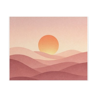 Lofi Hip-Hop Sunset Desert Landscape Rolled Poster | Minimal Pink Dunes