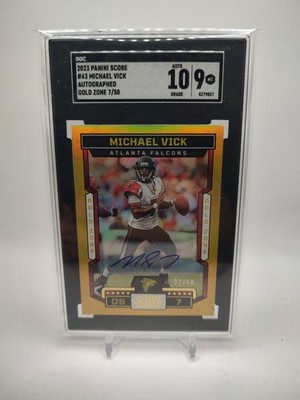 2023 Score Michael Vick #43 Gold Zone Signatures /50 (AU) SGC 9 Auto 10