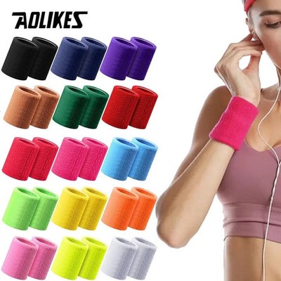 AOLIKES 1 Pair Sport Wristbands Cotton Sweatband Wristbands Wrist Sweatbands Wri