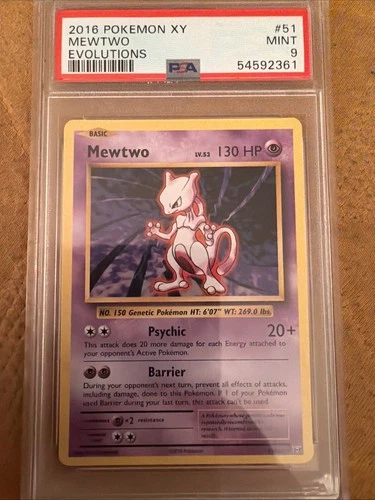 2016 POKEMON XY EVOLUTIONS 51/108 MEWTWO RARE NON HOLO - PSA 9