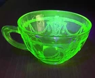 Vintage Uranium Glass Anchor Hocking Cup Ballerina Made in USA 1930's