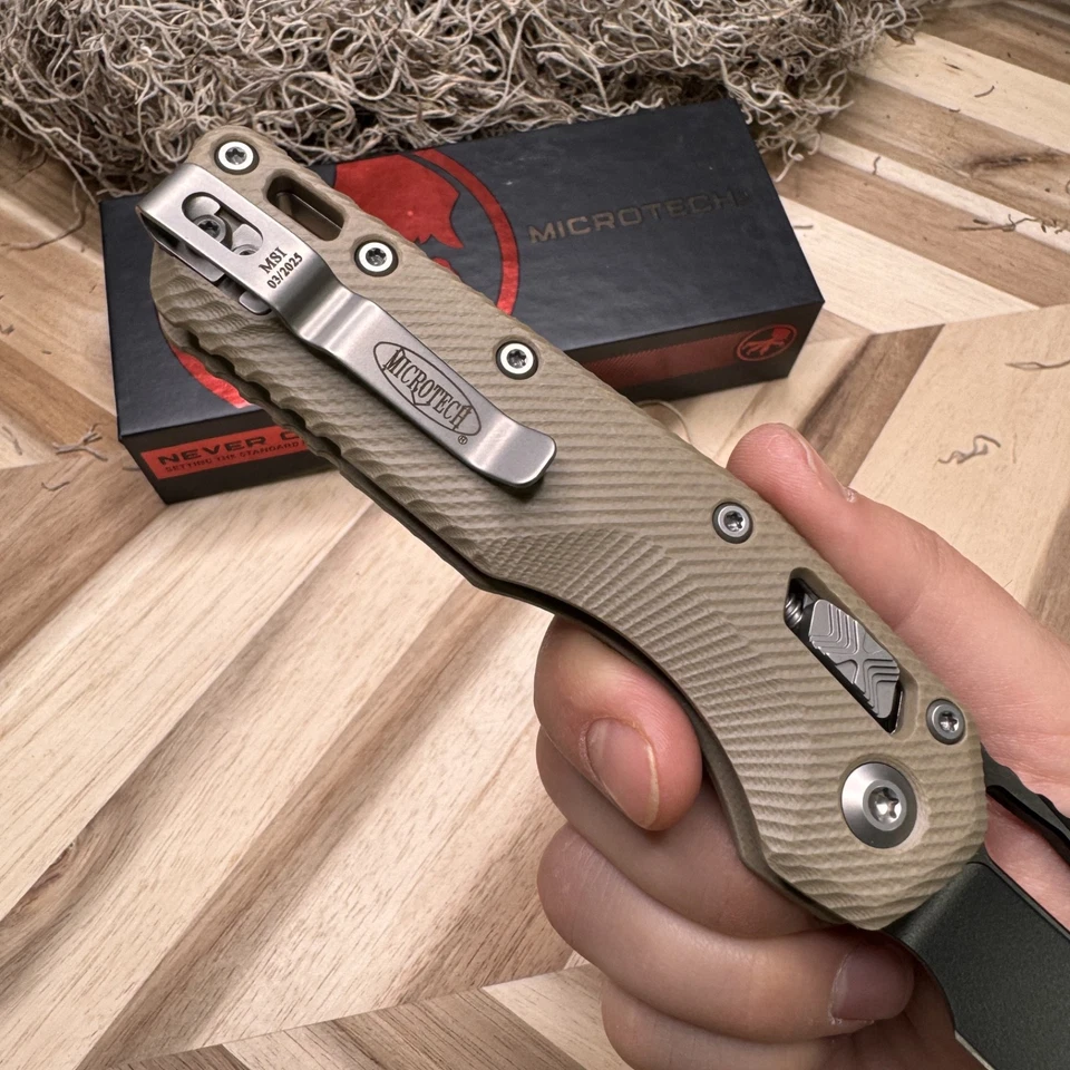 Microtech MSI Ram-Lok Knife – Tan G10 Handle, Premium EDC Folding Knife - Image 3 of 4