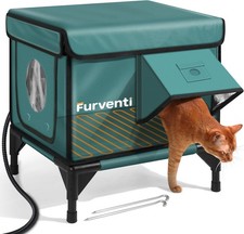 Heated Cat House for Outdoor Cats, Waterproof Insulated Outdoor Cat House with H