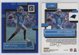 2022 Panini Donruss Optic Rated Blue Glitter Prizm Matt Corral #204 Rookie RC