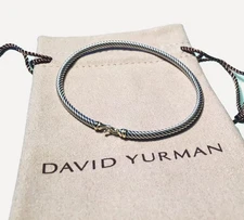 David Yurman S. Silver & 18k Gold 3mm Cable Classics Buckle Bangle Bracelet