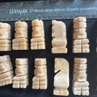 Hand Carved Mexican Marble Onyx Aztec Beige & Black/gray Chess Set Pieces — photo 3