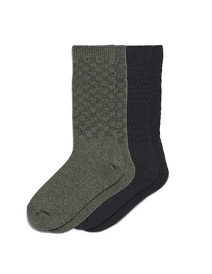  Women's Merino Wool Blend Crew Boot One Size Moss Green - 2 Pair Pack