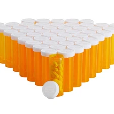 50-Pack Medicine Pill Bottles Empty With Caps for Medication, Orange, 0.9 In