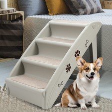 Hunderampe Klappbar 4 Stufen Einstiegshilfe Tiertreppe Kunststoff Hundetreppe
