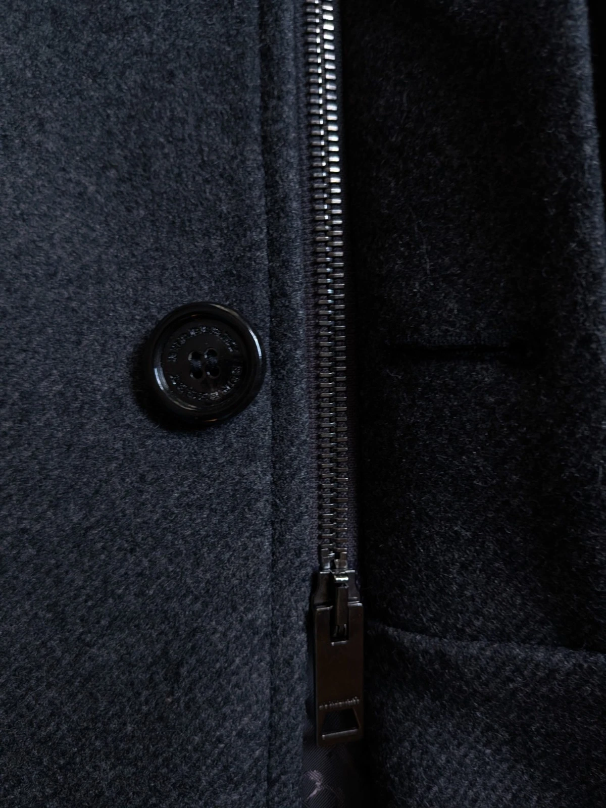 Vintage BURBERRY London Mens Wool Car Coat M Gray Charcoal Nova Check Collar  image 8