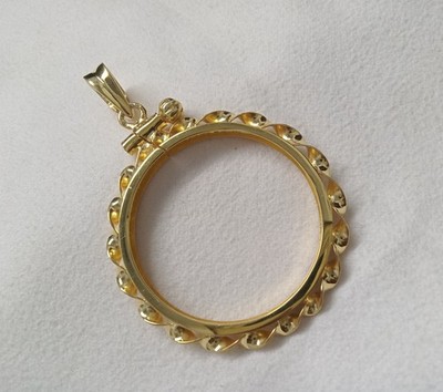 Gold Plated 925 Sterling Silver Rope Bezel Pendant With Screw