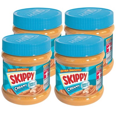 SKIPPY 4x Erdnussbutter ''Creamy'' Peanut Butter Extra Smooth Ohne Palmöl 4x 340g