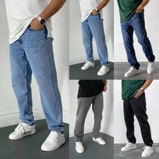 Mens Regular Fit Jeans Straight Leg Denim Trouser Pants Stylish Casual Pants