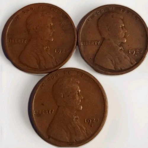 1920 PDS Lincoln Wheat Cents Glossy Brown VG/Fine Coins-Free Post