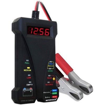 MOTOPOWER MP0514A 12V Digital Car Battery Tester Voltmeter and Charging Black 