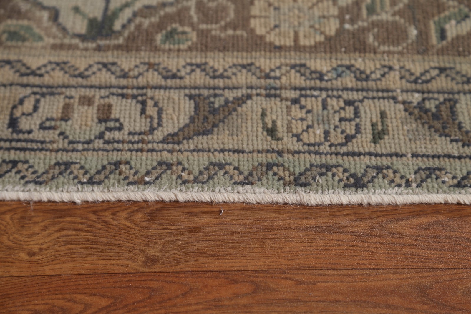 Vintage Dining Room Area Rug 8x11 Muted Distressed Hand-knotted Medallion Carpet