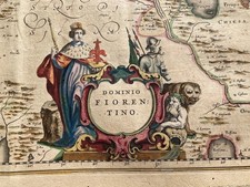 17th C. Blaeu Hand-Colored Map Tuscany “Dominio Fiorentino” 19.5x23.5” SCARCE