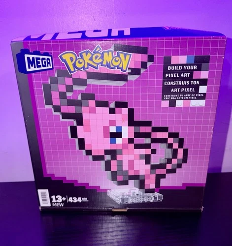 Mega Bloks - Pokemon Mew, Pixel Art, 434 Piece Building Toy Set - BoxDMG
