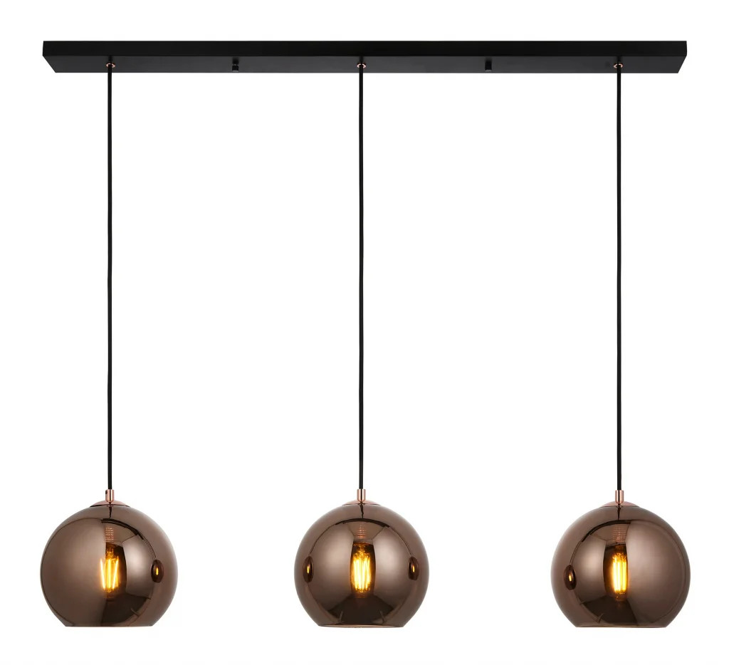 Ceiling Light Black Boli 3 Matt Copper Mirrored Glass Endon 102929