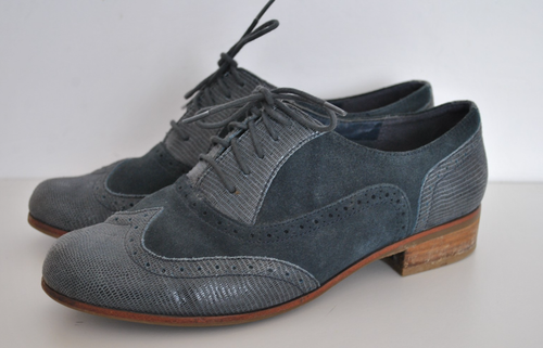Blaue Leder-Wildleder Schnürschuhe Damen Wide Fit Flache Halbschuhe Gr. 5 E (EU 38) Clarks