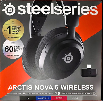 SteelSeries Arctis Nova 5 Wireless Gaming Headset Black Bluetooth USB-C Boom Mic